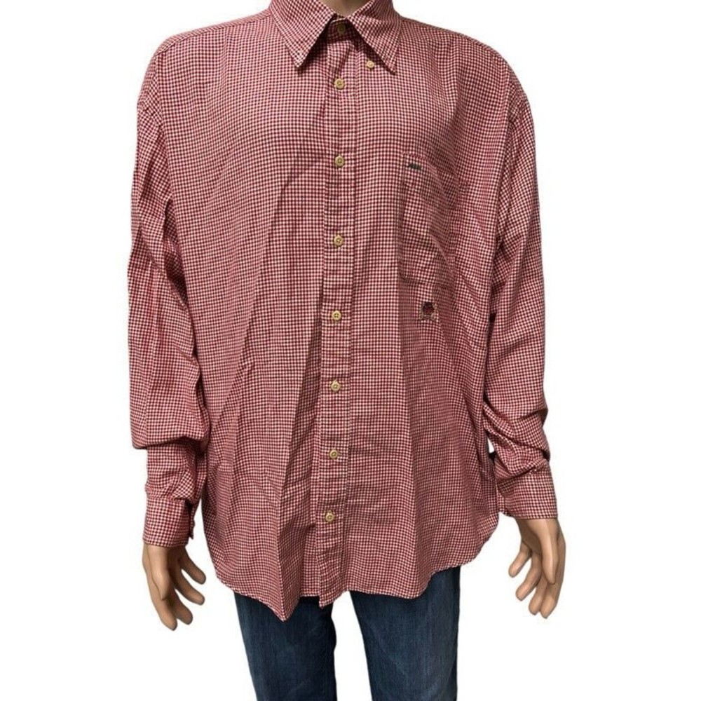 Tommy Hilfiger Red White Tattersall Plaid Button Down Shirt Men's XXL